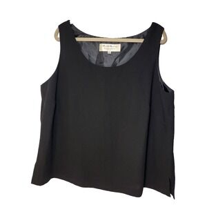 Maxie Klein Collection Black Lined Tank Top Pull Over Side Slits‎ Size 18W
